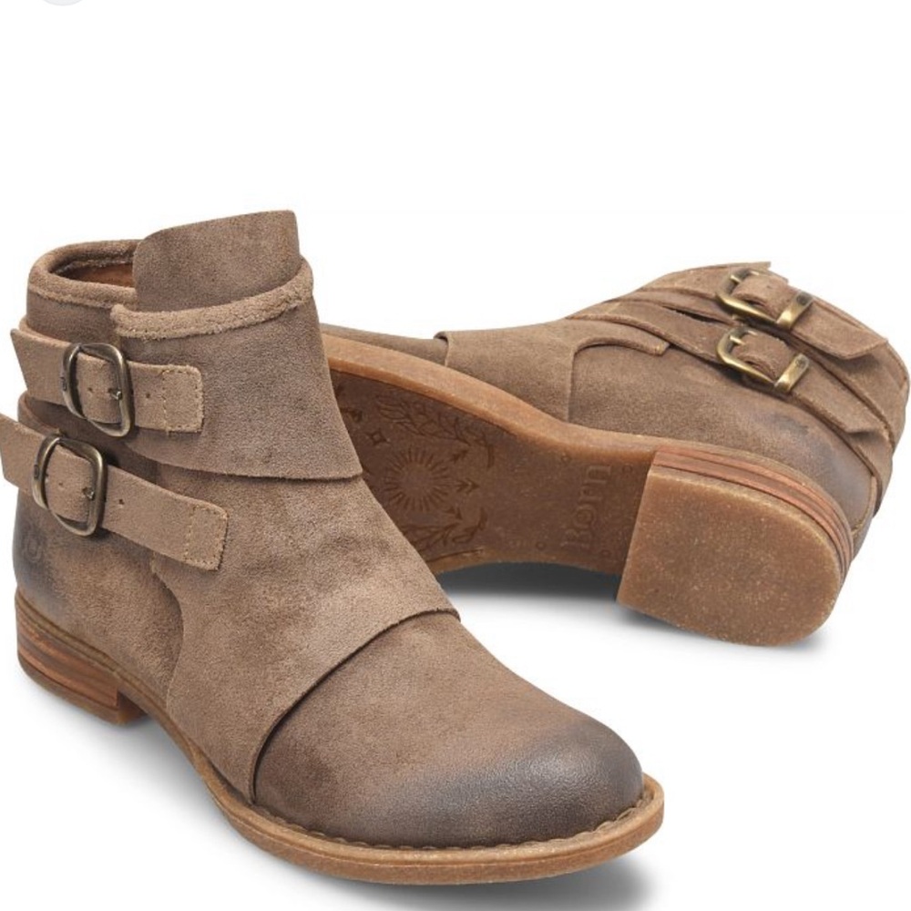 NEW $170 BORN Moraga Dark Taupe Suede Distressed Western ankle boot women sz 6